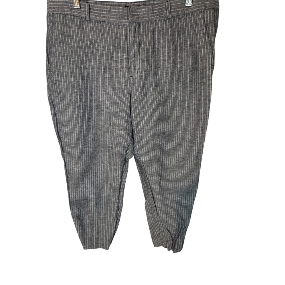 Banana Republic Hampton Blue Gray White Pinstripe Linen Cropped Pants 12P